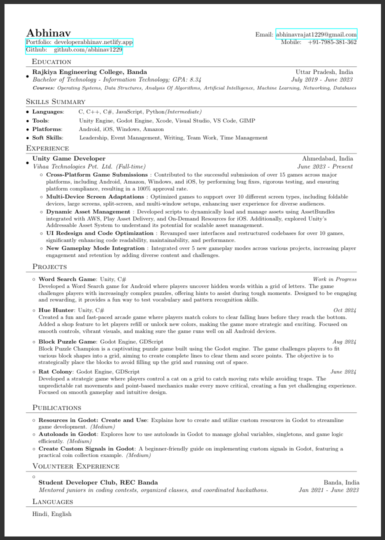 Abhinav Resume